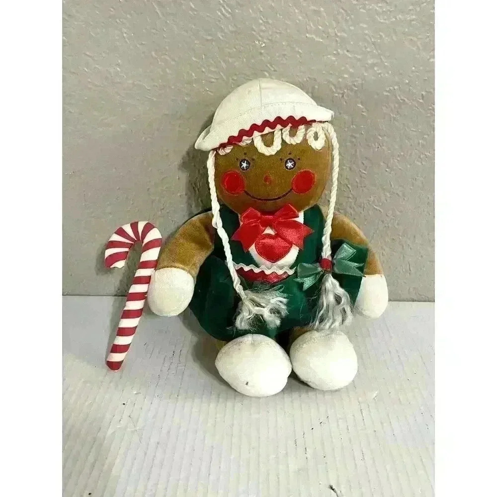 1990 Target Stores Christmas Gingerbread‎ Girl 13" Plush Stuffed Candy Cane
